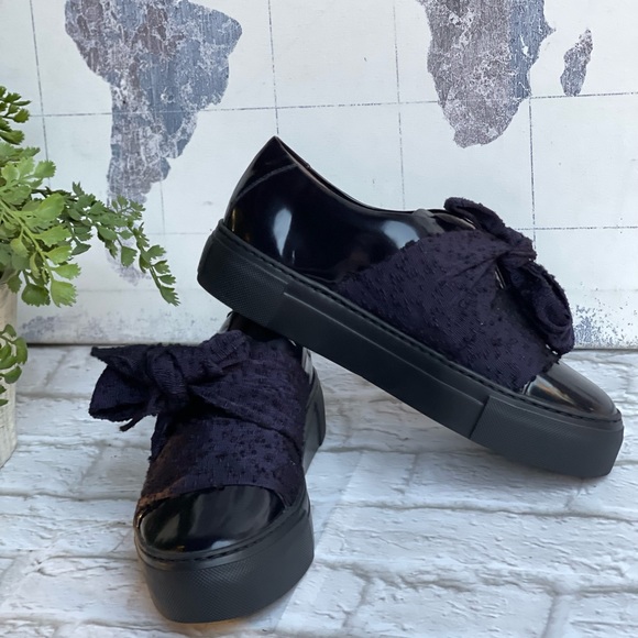 AGL Platform black Patent Leather  navy Bow Sneakers size 37 - Picture 4 of 10